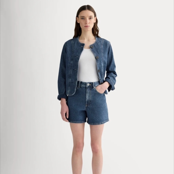 Everlane Dark Blue Denim A-line Shorts - Picture 2 of 2